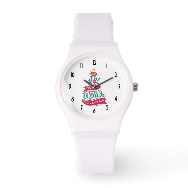 Joy to the World Christmas Quote Typography Watch (Front)