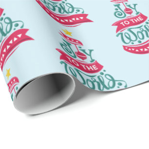 Joy to the World Christmas Quote Typography Wrapping Paper