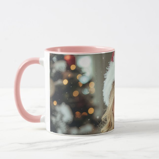 JOY TO THE WORLD - Christmas Santa Girl Mug (Left)
