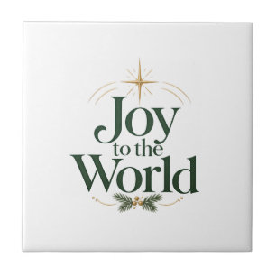 Joy to the World Christmas Star and Evergreen Cera Tile