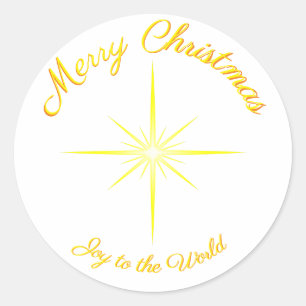 Joy To The World Christmas Star Classic Round Sticker