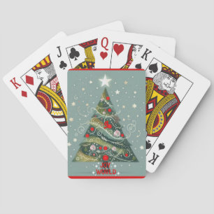 Joy to the world Christmas tree Playing Cards