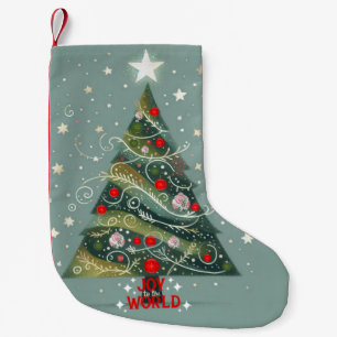 Joy to the world Christmas tree Small Christmas Stocking