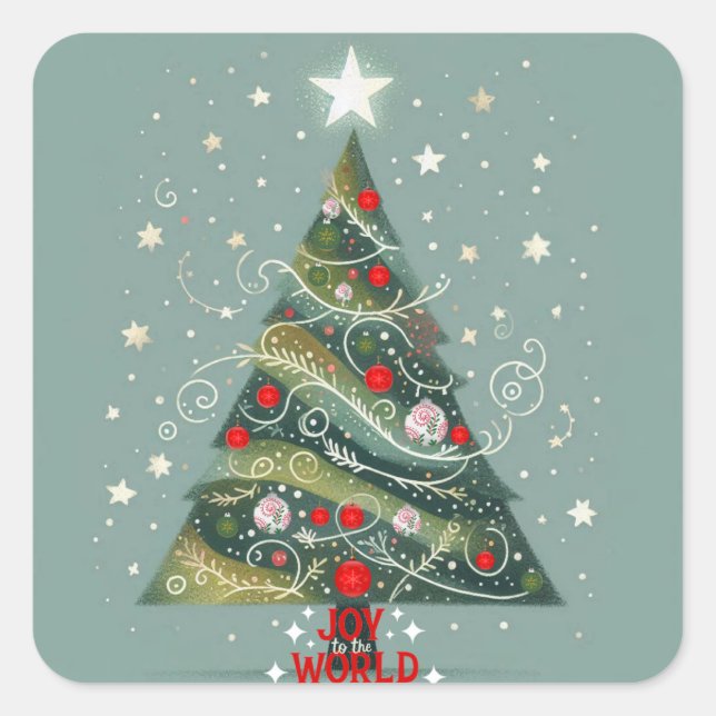 Joy to the world Christmas tree Square Sticker (Front)