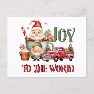Joy To The World Christmas Truck Holiday Postcard