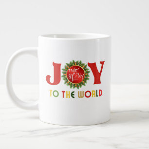 Joy to the World Christmas Wreath Large Coffee Mug