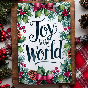 Joy to the World Christmas Wreath Tea Towel