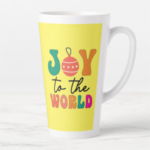 Joy To The World Colourful Christmas Typography Latte Mug