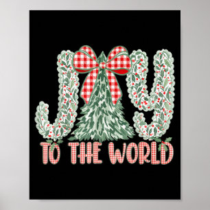 Joy To The World Coquette Bow Christmas Nativity C Poster