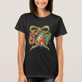 Joy To The World Coquette Bow Christmas Nativity C T-Shirt