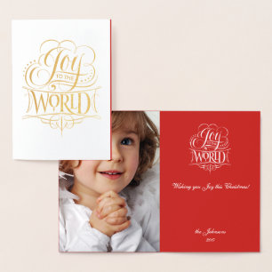 Joy to the World Customise Photo Christmas  Foil Card