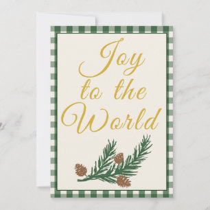 Joy To The World - Deep Pine Green Holiday Card
