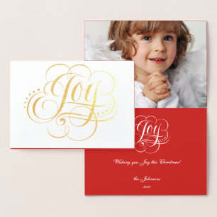 Joy to the World Elegant Gold Foil Red Christmas Card