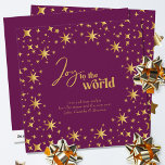 Joy to the World Elegant Plum and Gold Stars Holiday Card<br><div class="desc">Joy to the World,  modern and elegant personalised holiday card. The card is decorated with gold stars and lettered in script calligraphy and festive typography. Simple minimal typography design framed with an abundance of golden stars. The template is ready for you to personalise the greeting and add your name(s).</div>