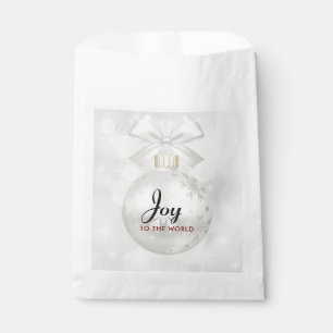 Joy to the World Elegant Silver Christmas Ball Favour Bags