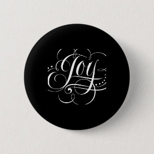 Joy To The World Fancy Swirly Elegant Christmas T 6 Cm Round Badge