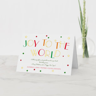 Joy to the world, gold christmas greeting card