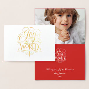 Joy to the World Gold Foil Religion Christmas Card