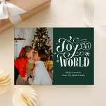 Joy to the World Green Calligraphy Photo Modern Holiday Card<br><div class="desc">Joy to the World Green Calligraphy Photo Modern Holiday Card. Send customisable and personalised holiday greetings to friends,  colleagues and family in simple,  chic,  elegant and modern photo design festive,  natural minimalist style cards! Below the calligraphy features your custom greeting message in modern typography.</div>