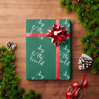 Joy to the World Green Gift Wrapping Paper 