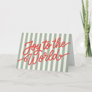 Joy To The World Green Striped Holiday Card