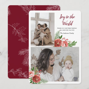 Joy to the world Holiday greeting with photo Card