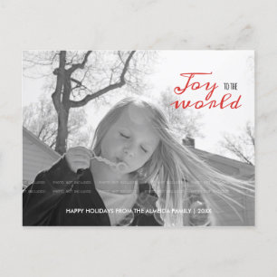 Joy to the World Holiday Photo Christmas Red Black Postcard