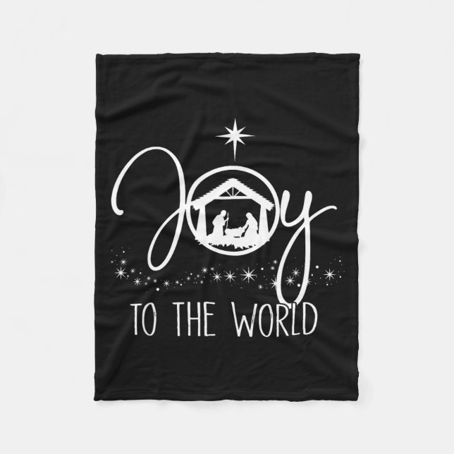 Joy To The World Jesus Christian Nativity Scence C Fleece Blanket (Front)