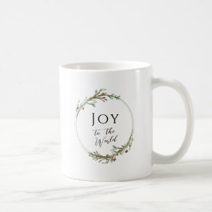 Joy to the World Minimal Botanical Wreath Coffee Mug