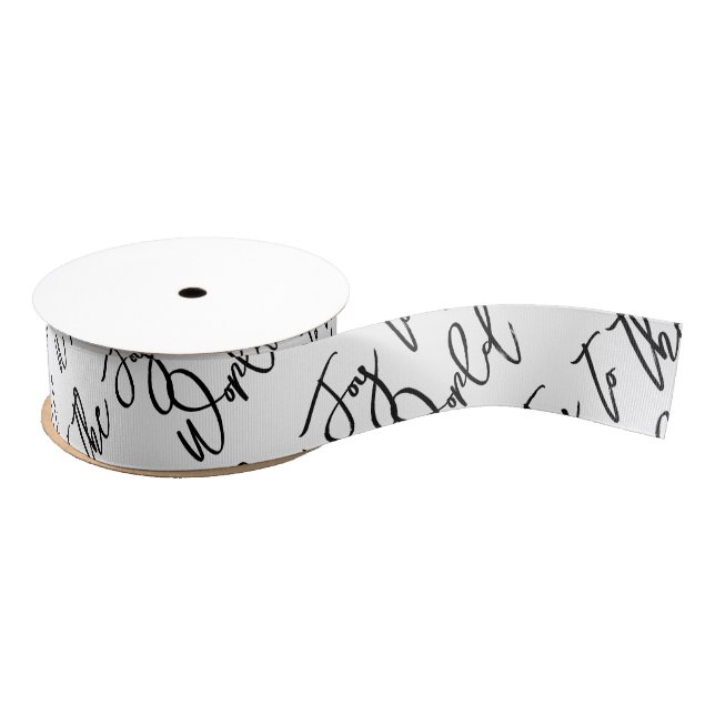 Joy to the World Modern Christmas Typography  Grosgrain Ribbon (Spool)