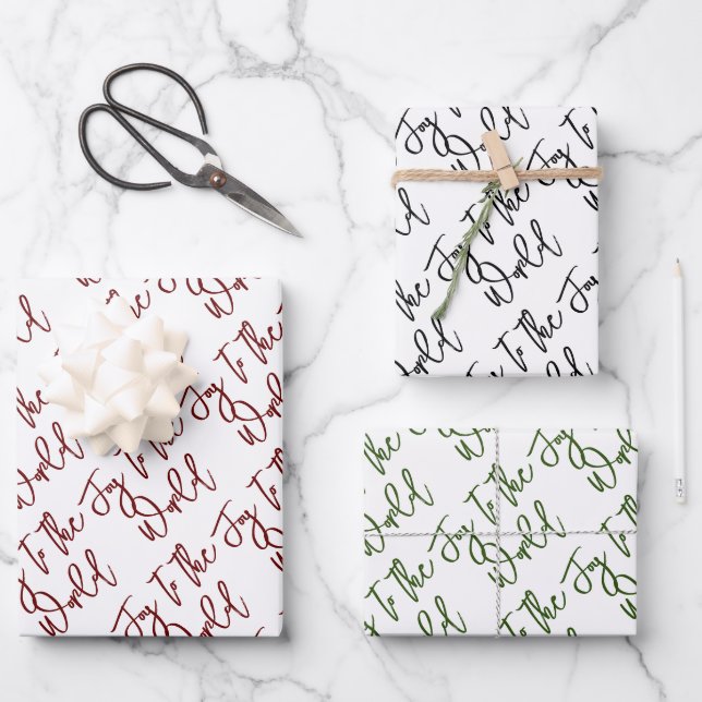 Joy to the World Modern Christmas Typography  Wrapping Paper Sheet (Front)