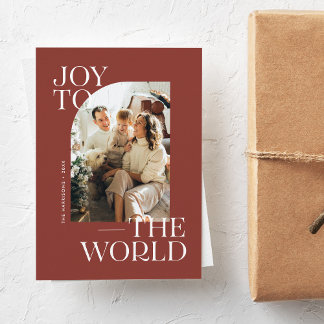 Joy to the World Modern Type Christmas Photo  Holiday Card