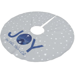 Joy to the World nativity  Brushed Polyester Tree Skirt