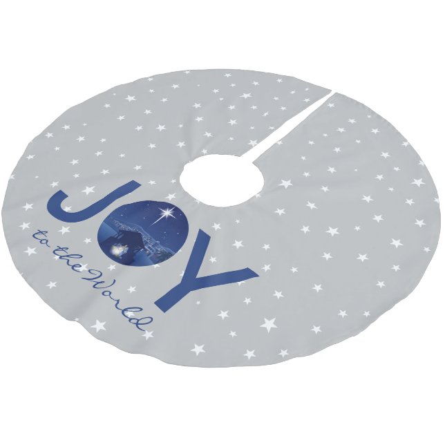 Joy to the World nativity  Brushed Polyester Tree Skirt (Angled)