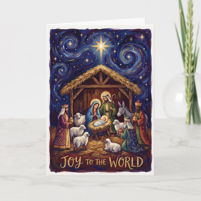 Joy to the World Nativity Christmas Card (Front)