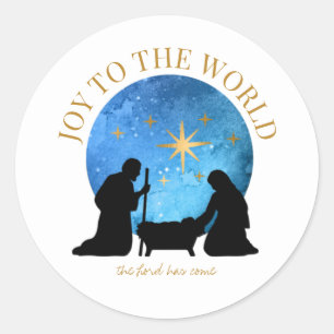 Joy to the World Nativity Christmas Classic Round Sticker