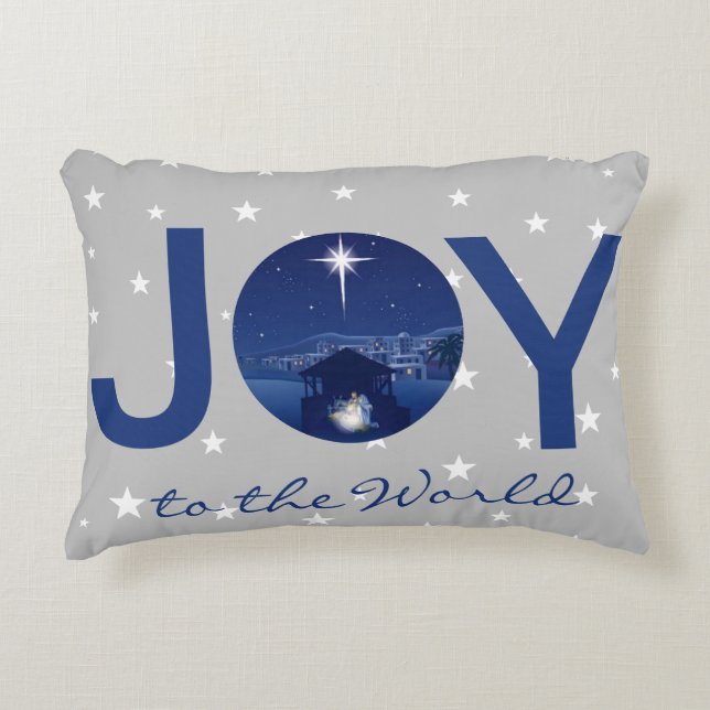 Joy to the World nativity  Decorative Cushion (Front)