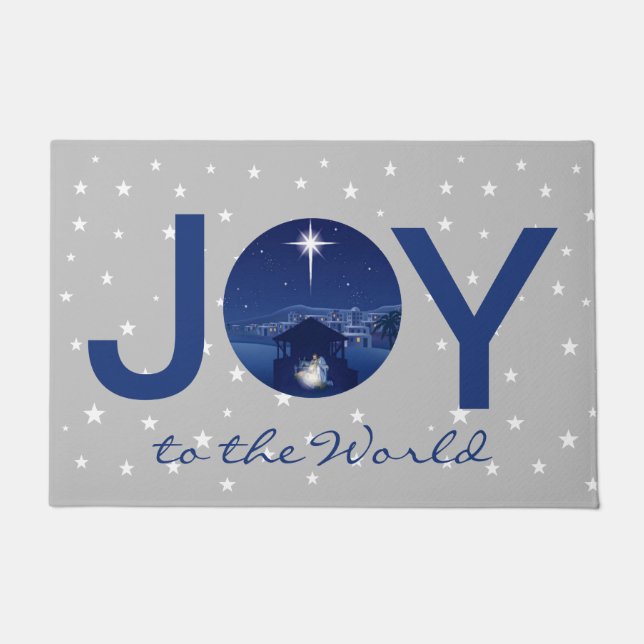 Joy to the World nativity  Doormat (Front)