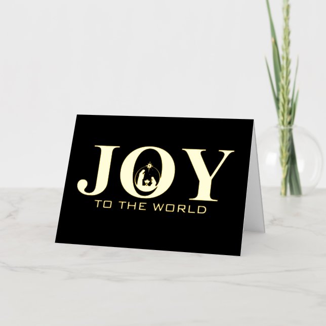Joy to the World Nativity Gold Foil Christmas Foil Holiday Card (Front)