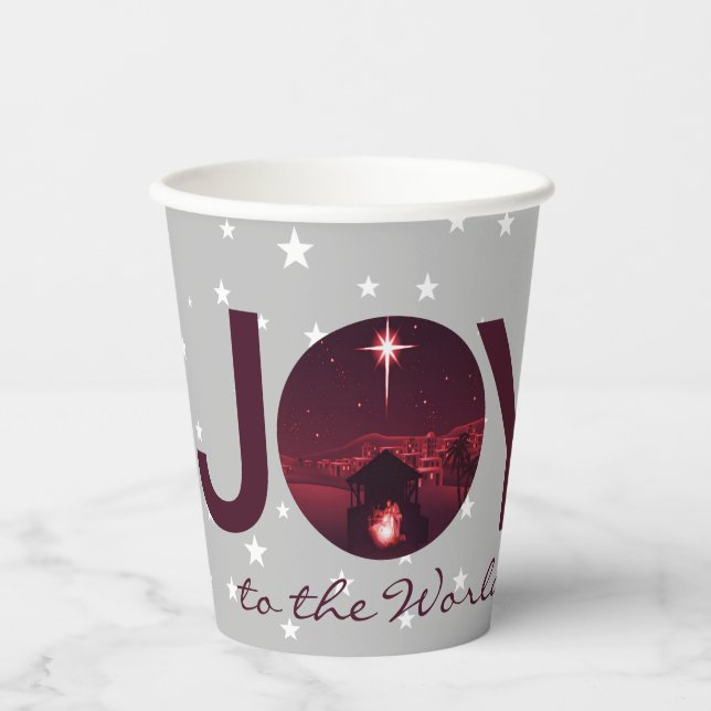 Joy to the World nativity   Paper Cups (Front)