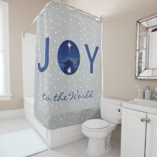 Joy to the World nativity  Shower Curtain