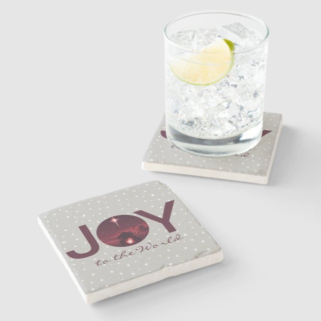 Joy to the World nativity   Stone Coaster (Side)