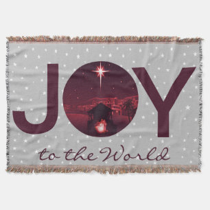 Joy to the World nativity Throw Blanket