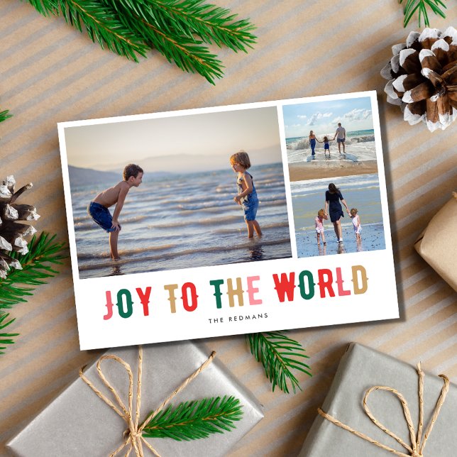 Joy to the World Photo Collage Holiday Card (Joy to the World Photo Collage Christmas Holiday Card)