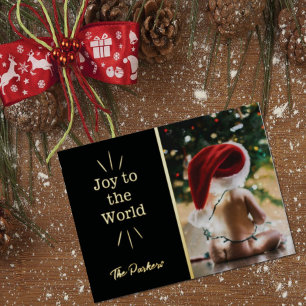 Joy To The World Photo Foil Holiday Photo Postcard
