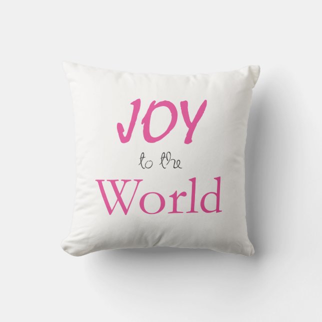 Joy to the World Pink Holiday Cushion (Front)