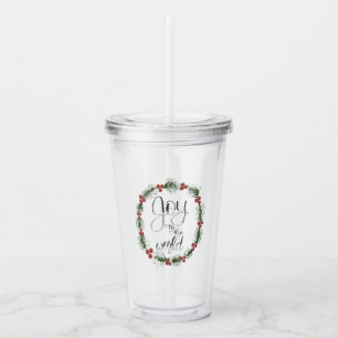 Joy to the World Red Berries Wreath Cold Cup