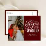 Joy to the World Red Calligraphy Photo Modern Holiday Postcard<br><div class="desc">Joy to the World Red Calligraphy Photo Modern Holiday Postcard. Send Holiday Greetings to your loved ones with this festive and Modern Holiday Card. All the texts are pre-arranged for you to personalise easily and quickly with your own details. Happy Holidays!</div>