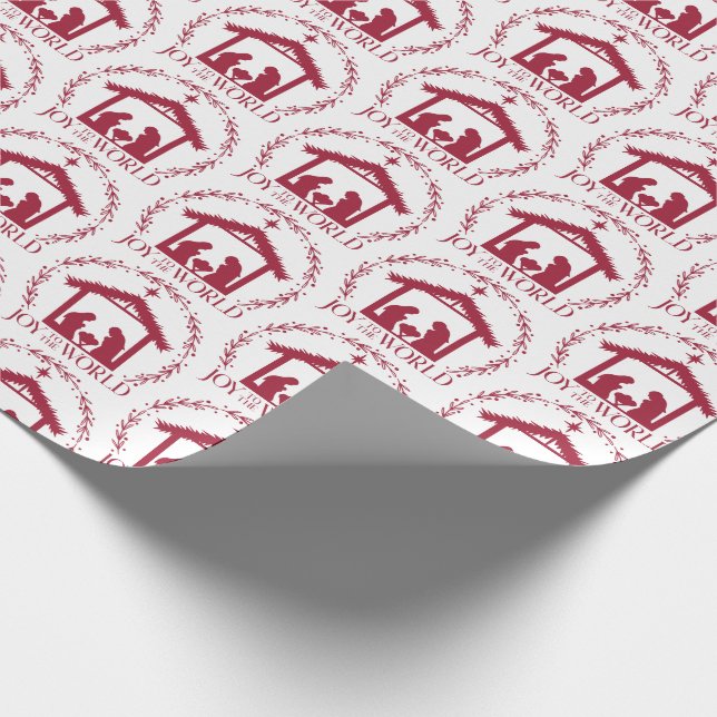 Joy to the World Red Christmas  Wrapping Paper (Corner)