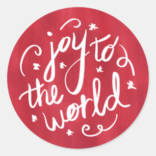Joy to the World Red Holiday Classic Round Sticker